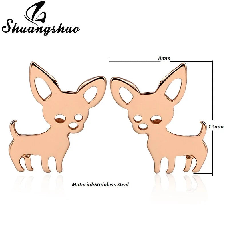 Stainless Steel Chihuahua Earrings WEM Support (www.WEM.support)