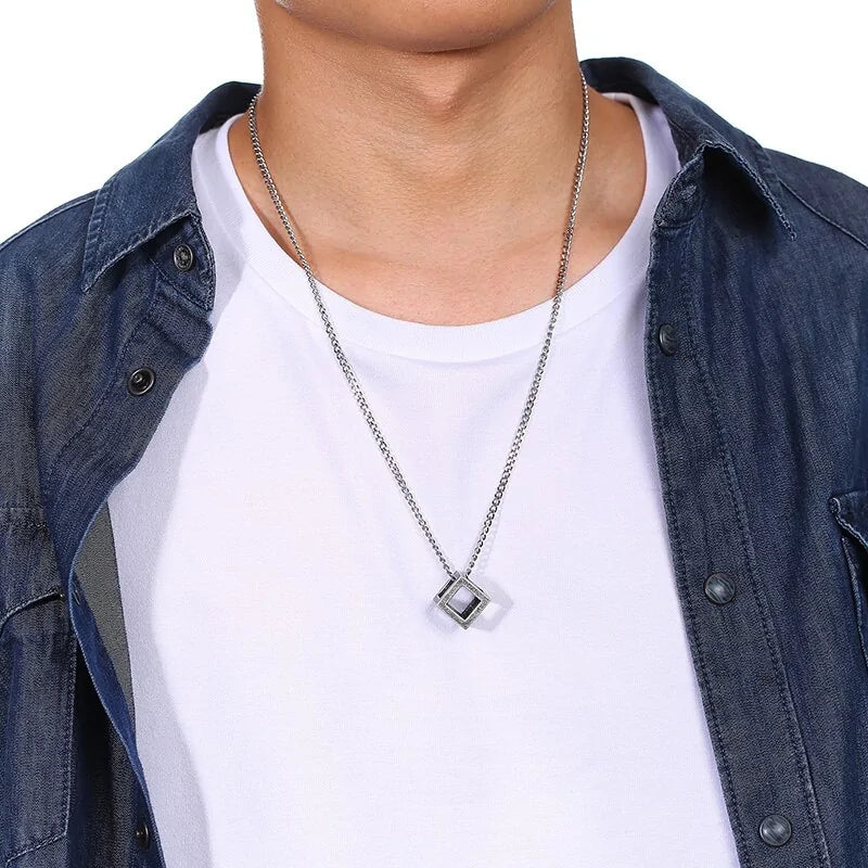 Retro Hollow Cube Pendant Necklace WEM Support (www.WEM.support)