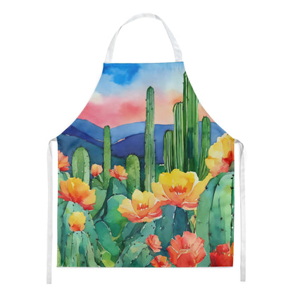 Arizona Saguaro Cactus Blossom in Watercolor Apron WEM Support (www.WEM.support)