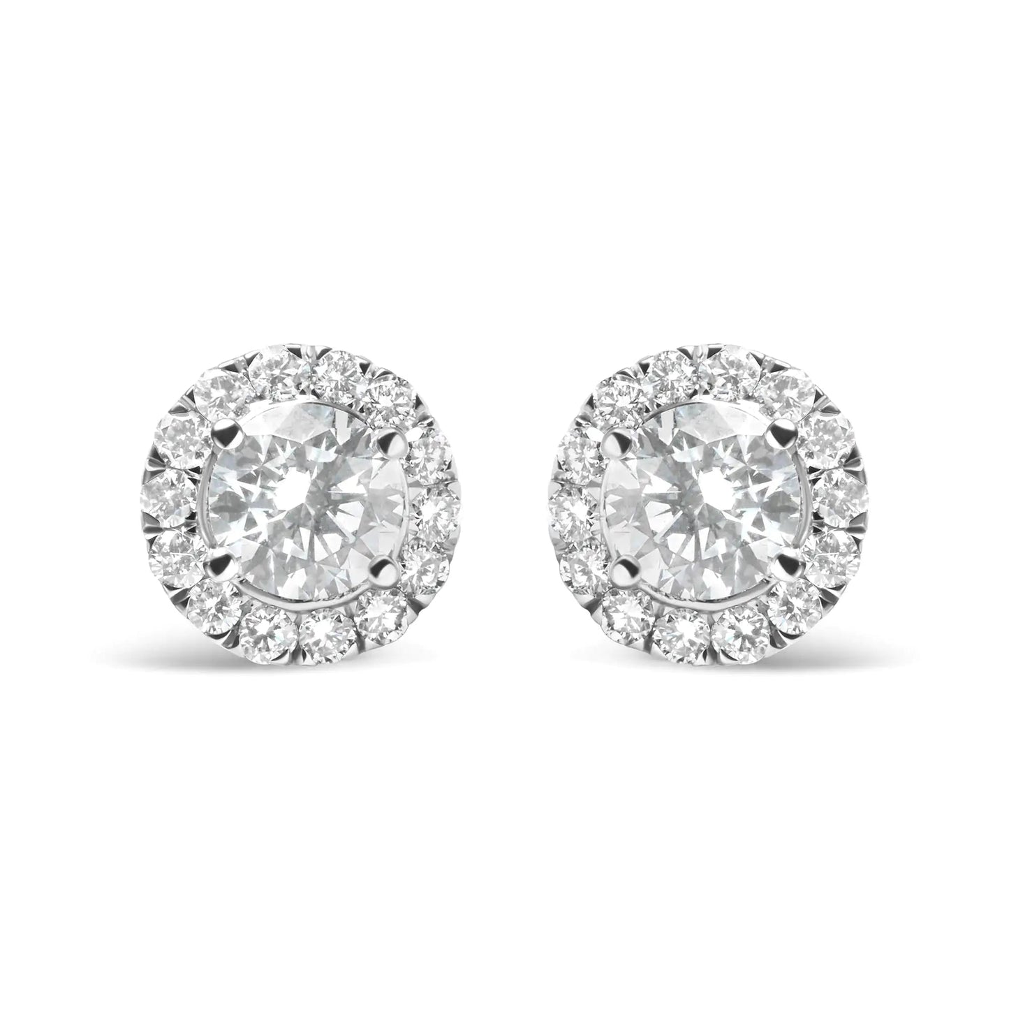 14K White Gold Lab Grown Diamond Solitaire Stud Earrings with Halo (2.00 Cttw, F-G Color, VS2-SI1 Clarity WEM Support (www.WEM.support)