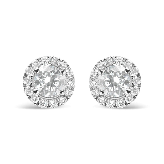 14K White Gold Lab Grown Diamond Solitaire Stud Earrings with Halo (2.00 Cttw, F-G Color, VS2-SI1 Clarity WEM Support (www.WEM.support)