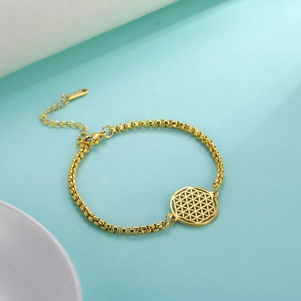 Flower of Life Stainless Steel Bracelet WEM Support (www.WEM.support)