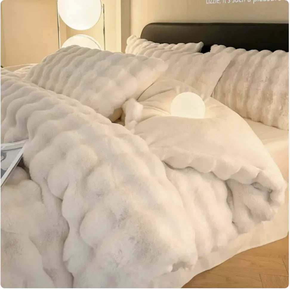 Plush Thermal Coral Fleece 4-Piece Bedding Set WEM Support (www.WEM.support)