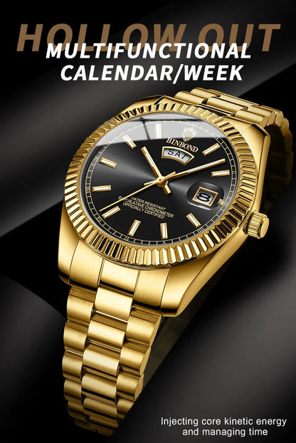 Steel Belt Waterproof Double Calendar Luminous Watch WEM Support (www.WEM.support)