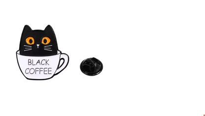 Cat & Coffee Enamel Pin Set WEM Support (www.WEM.support)