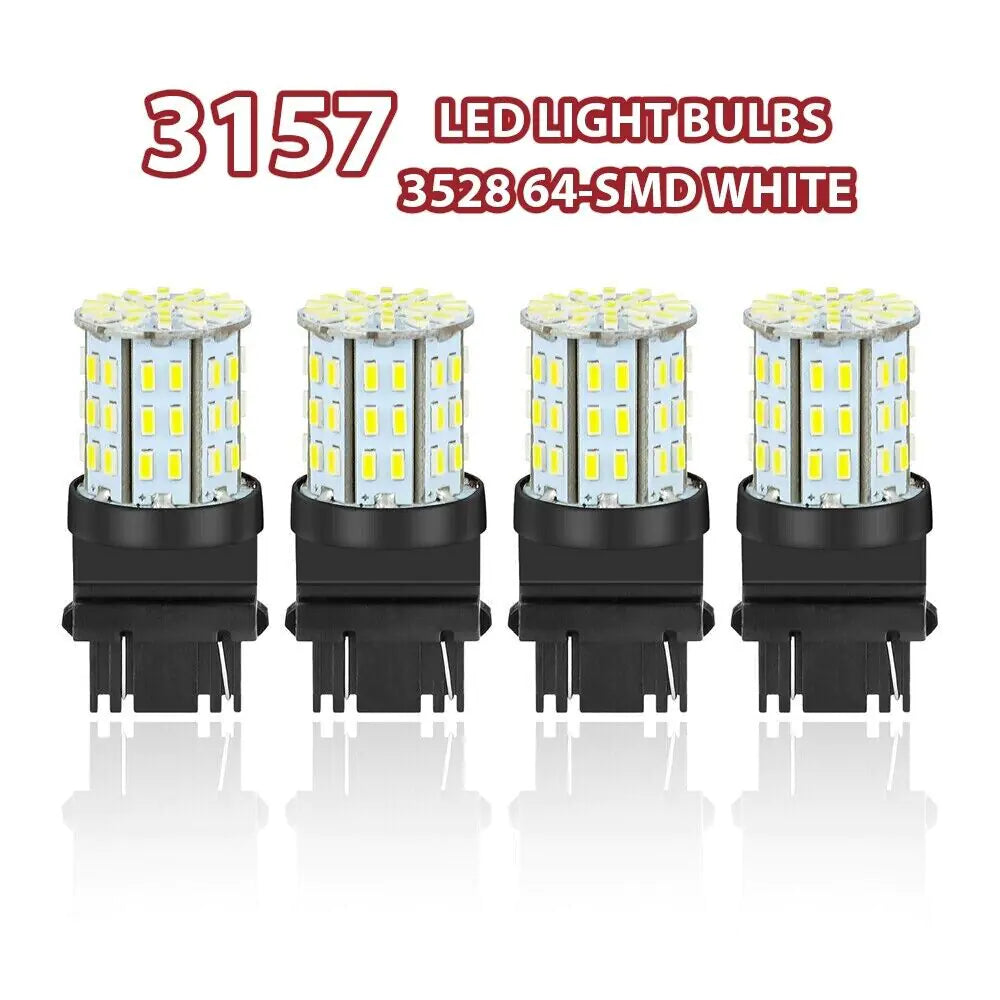 4X 3157 3156 64SMD LED Reverse Tail Brake Turn Signal DRL Light Bulb 6000K White WEM Support (www.WEM.support)