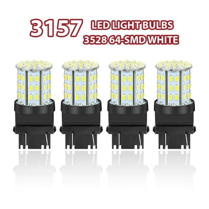 4X 3157 3156 64SMD LED Reverse Tail Brake Turn Signal DRL Light Bulb 6000K White WEM Support (www.WEM.support)