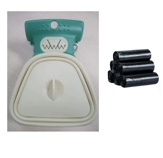 Pet Dog Poop Bag Dispenser with Foldable Poop Scoop WEM Support (www.WEM.support)