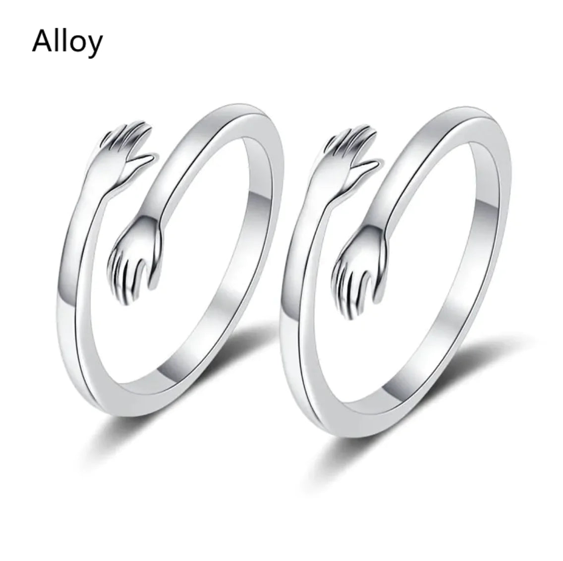 S925 Silver Couple Hug Ring WEM Support (www.WEM.support)