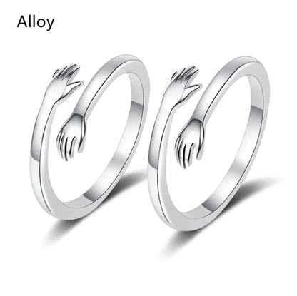 S925 Silver Couple Hug Ring WEM Support (www.WEM.support)
