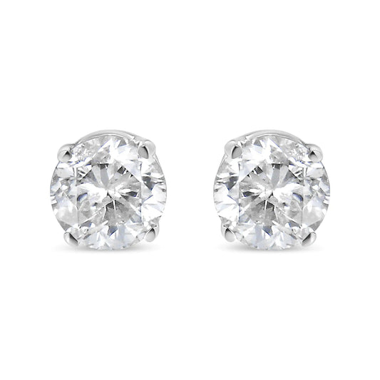 AGS Certified 14K White Gold 1.0 Cttw 4-Prong Set Brilliant Round-Cut Solitaire Diamond Push Back Stud Earrings (G-H Color, SI2-I1 Clarity) WEM Support (www.WEM.support)