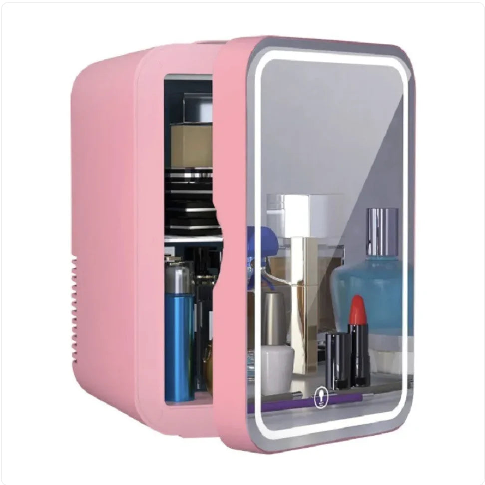 Portable Mini Beauty Fridge with Mirror, 110V WEM Support (www.WEM.support)