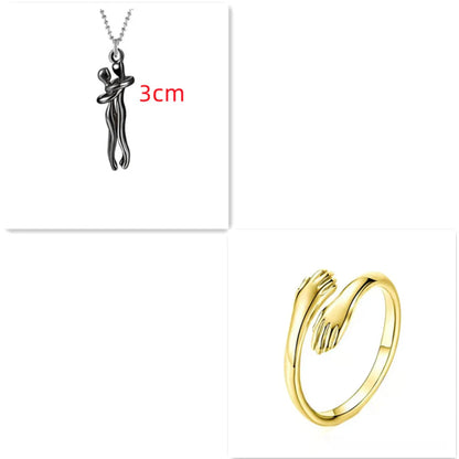 Couple Hugging Pendant Necklace for Women WEM Support (www.WEM.support)