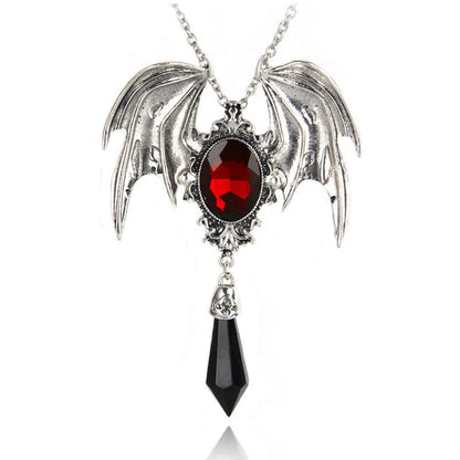 Red Crystal Vampire Bat Pendant WEM Support (www.WEM.support)