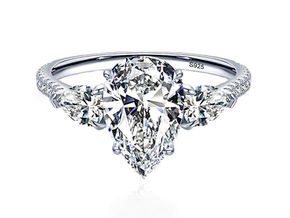 Drop-Shaped Yellow Diamond Ring in Sterling Silver