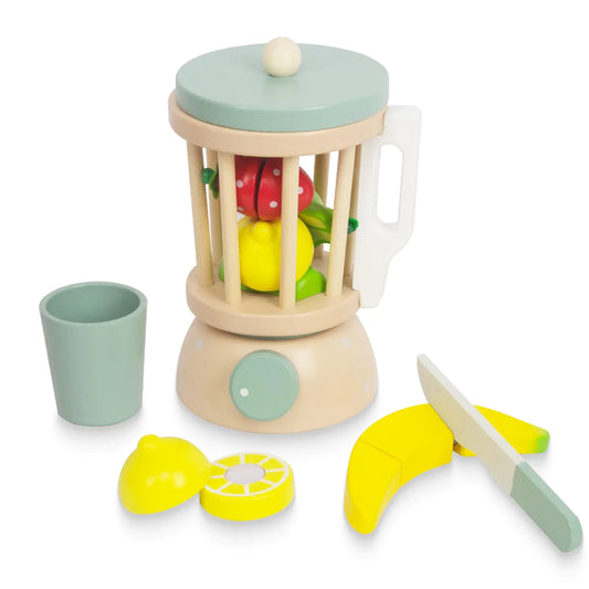 WoodenEdu Kids Play Kitchen Toys Wooden Fruits Juicer for Kids Pretend Play Kitchen Accessories Montessori Learning Toy for Toddlers 1-3