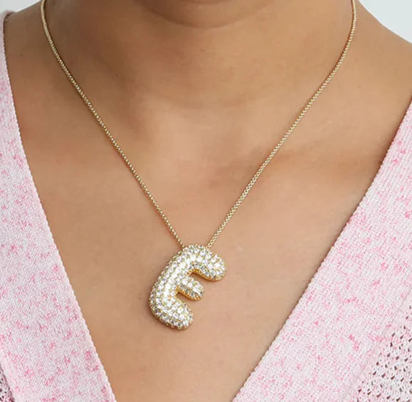 Star Brass Zircon Letter Necklace WEM Support (www.WEM.support)