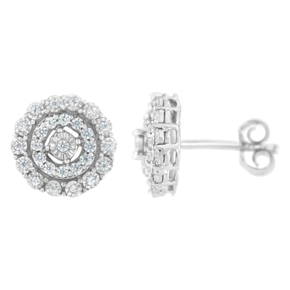 10KT White Gold 1/2 cttw Double Halo Brilliant Round-Cut Diamond Stud Earrings (I-J Clarity, I2-I3 Color) WEM Support (www.WEM.support)