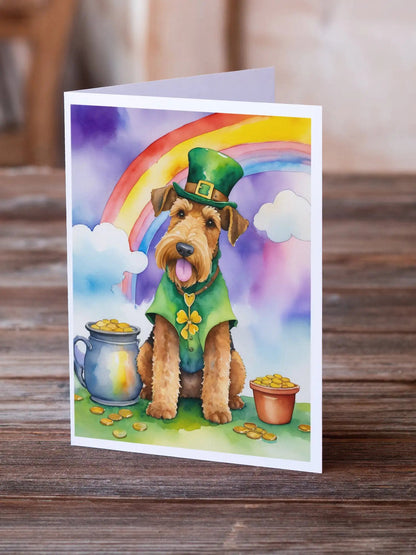 Airedale Terrier St Patrick's Day Greeting Cards Pack of 8 WEM Support (www.WEM.support)