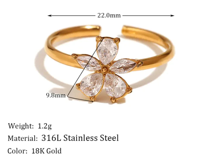 Zircon Flower Petal Ring WEM Support (www.WEM.support)
