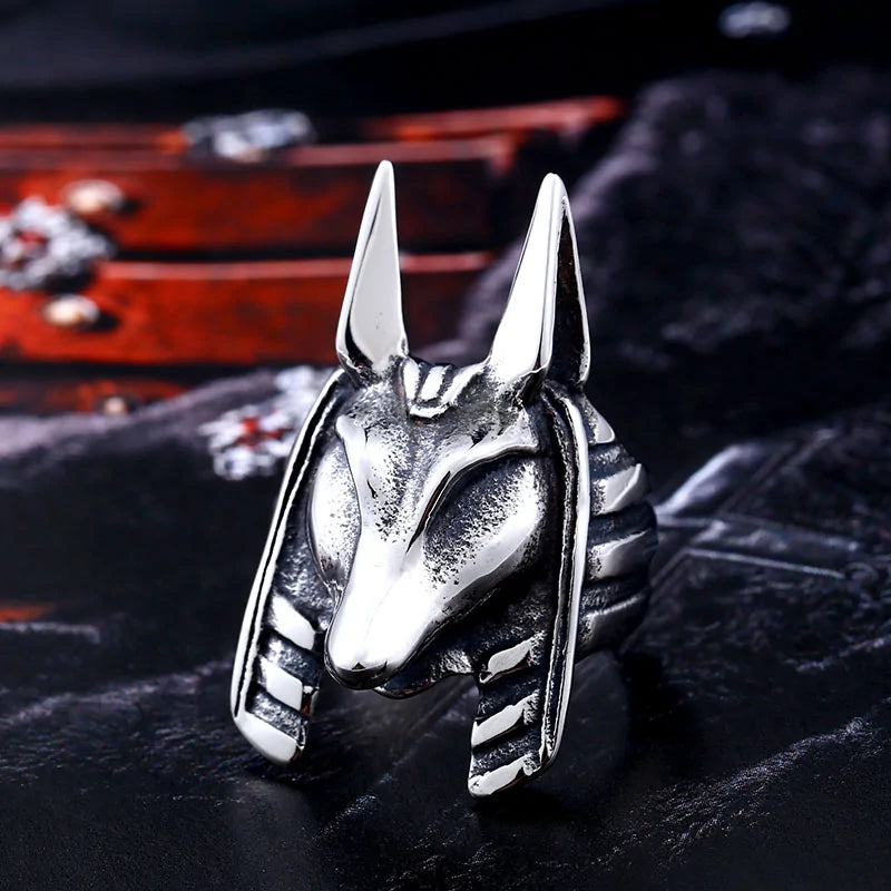 Old Egypt Ring God Style Jackal Head Amulet WEM Support (www.WEM.support)