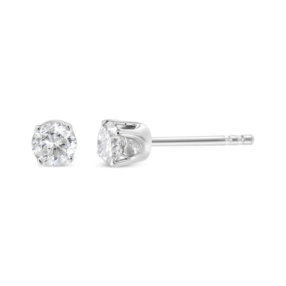 AGS Certified 14K White Gold 1.0 cttw 4-Prong Set Brilliant Round-Cut Solitaire Diamond Push Back Stud Earrings (G-H Color, I1-I2 Clarity) WEM Support (www.WEM.support)
