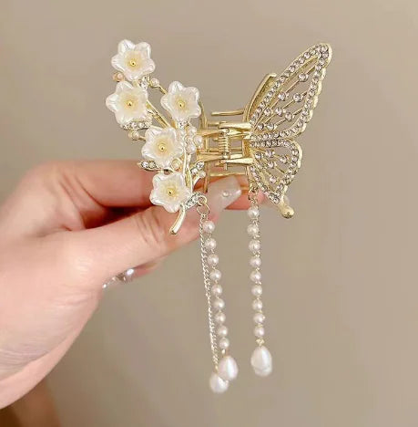 Red Rose Butterfly Barrettes WEM Support (www.WEM.support)