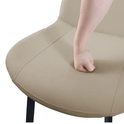 Tan PU Leather Dining Chair With Metal Legs, Modern Upholstered Chair Set Of 4 For Kitchen WEM Support (www.WEM.support)