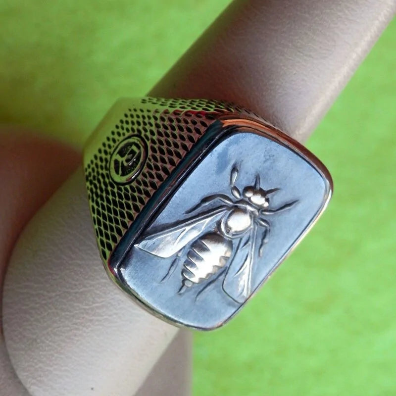 Signet Bee Ring (Class Ring Style) WEM Support (www.WEM.support)