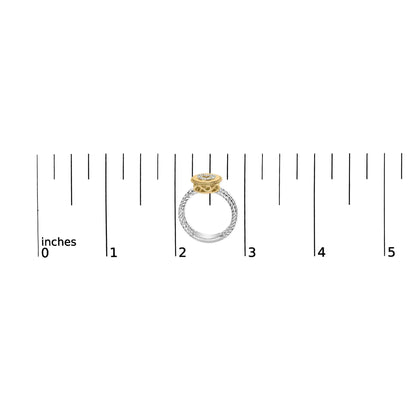 18K Yellow Gold Plated .925 Sterling Silver Diamond Heart Ring with Satin Finish (I-J Color, SI1-SI2 Clarity) WEM Support (www.WEM.support)