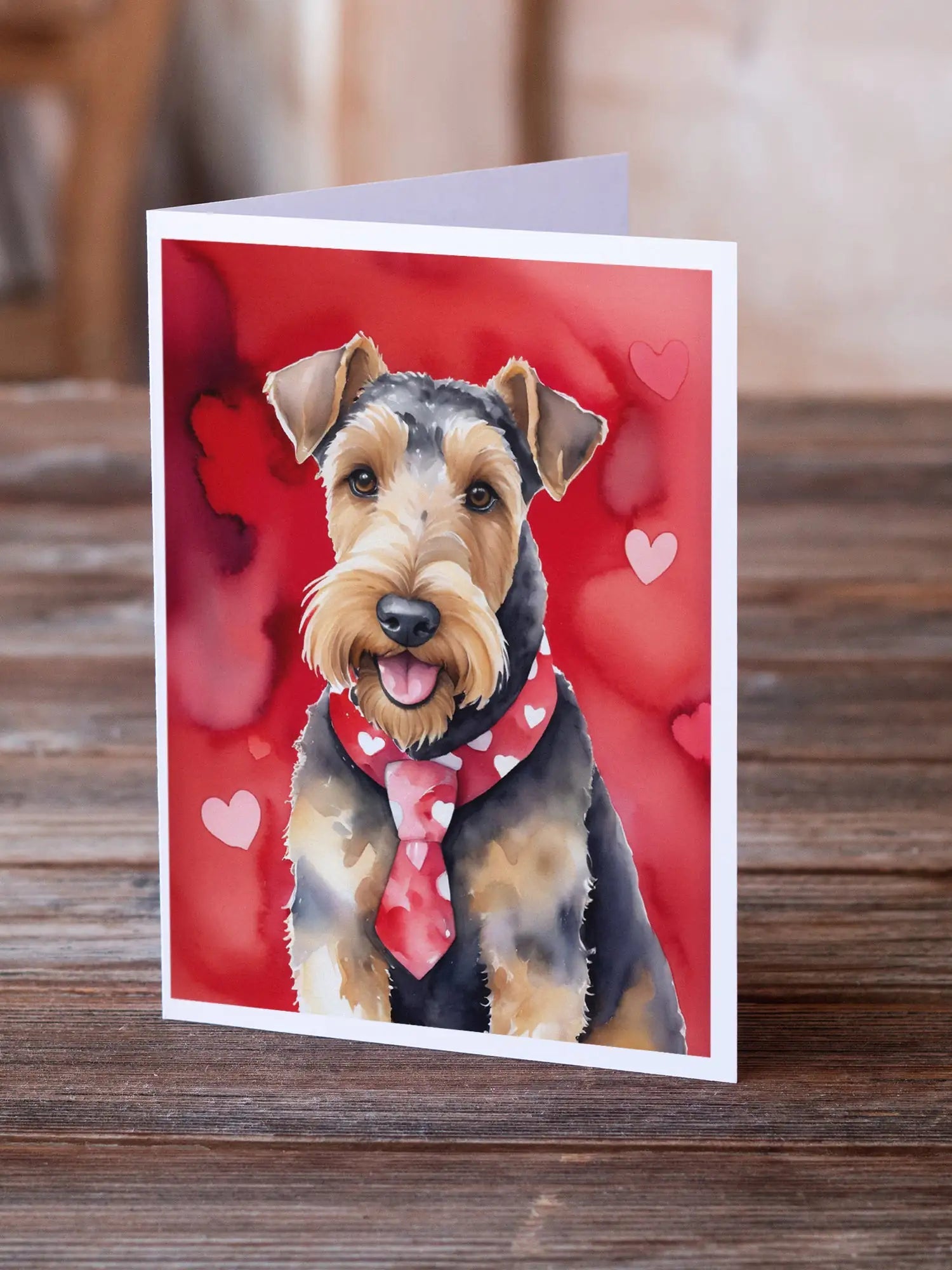 Airedale Terrier My Valentine Greeting Cards Pack of 8 WEM Support (www.WEM.support)
