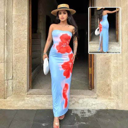 Floral Print Tube Dress WEM Support (www.WEM.support)