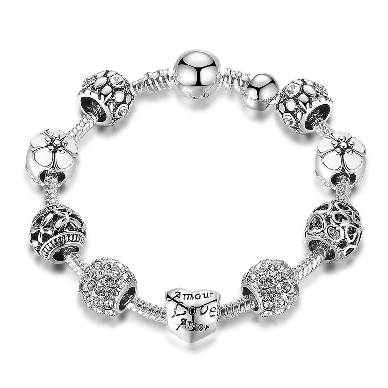 Antique Silver Charm Bracelet WEM Support (www.WEM.support)
