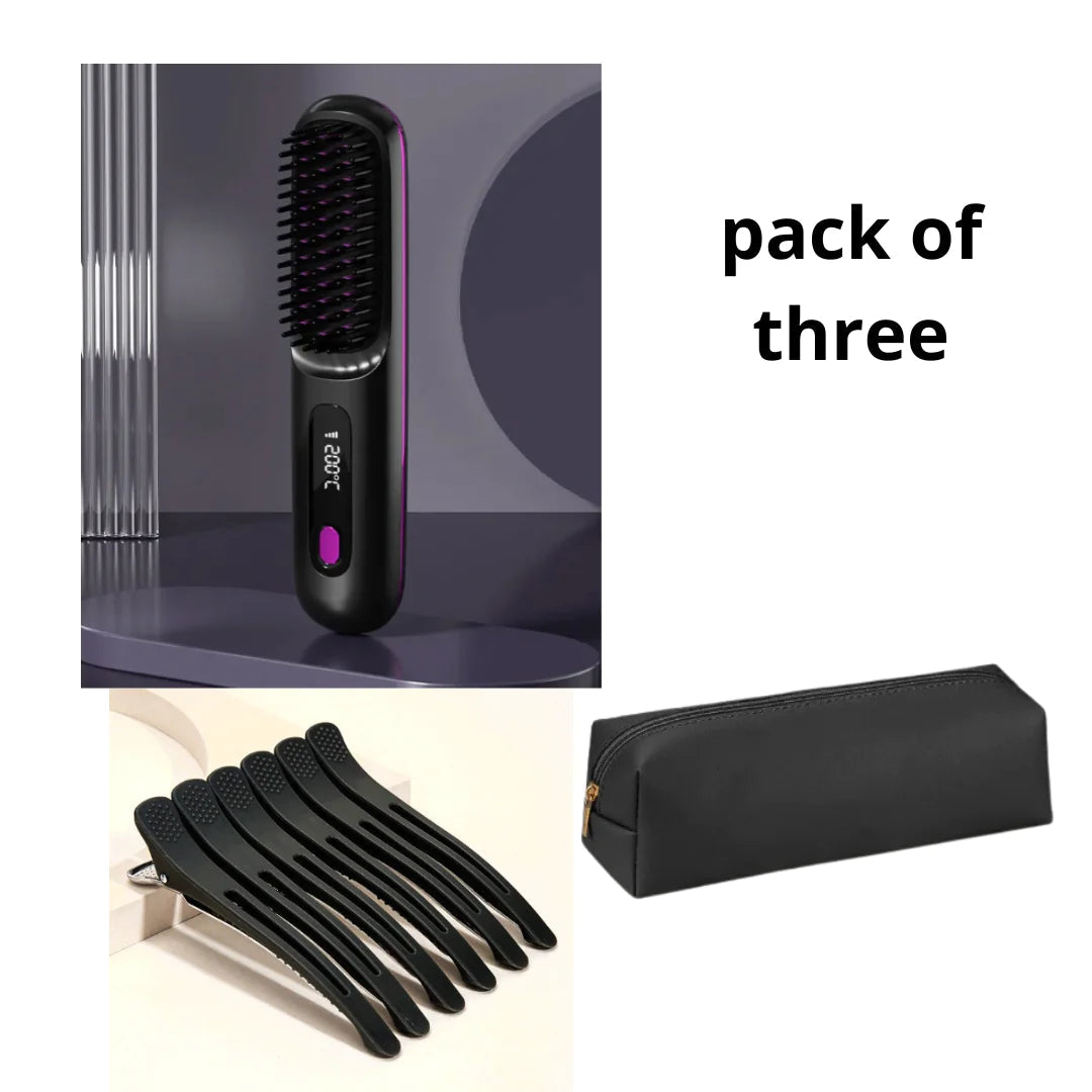 2-in-1 Wireless Hair Straightener Brush WEM Support (www.WEM.support)