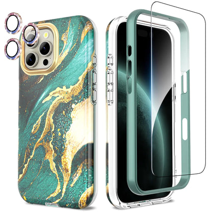 Compatible with iPhone 16 Pro Max Case with Glitter Camera Lens Protector+Screen Protector 360 Full Body Protective Case Stylish Shockproof Anti-Scratch Phone Cover for iPhone 16 Pro Max 6.9'',Purple