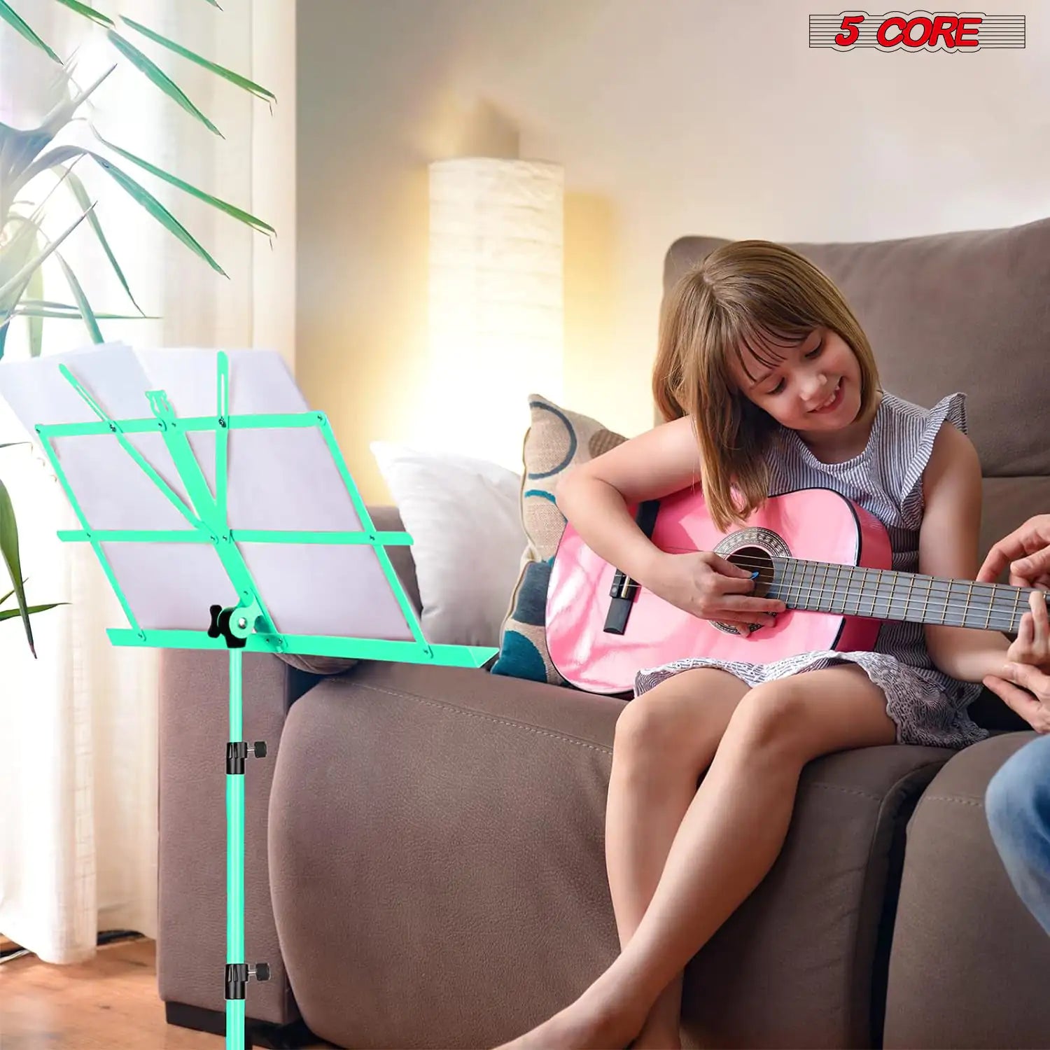 5Core Music Stand For Sheet Music Portable Tripod Adjustable Folding Note Holder GREEN WEM Support (www.WEM.support)