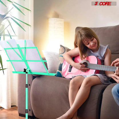 5Core Music Stand For Sheet Music Portable Tripod Adjustable Folding Note Holder GREEN WEM Support (www.WEM.support)