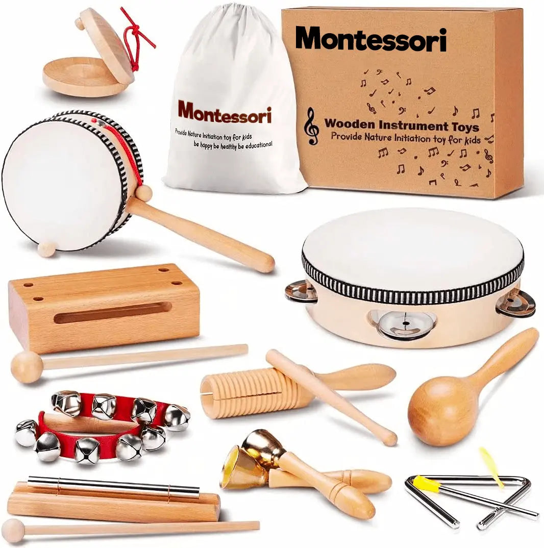 Conjunto de Instrumentos Musicais de Madeira Montessori (10 Instrumentos) WEM Support (www.WEM.support)