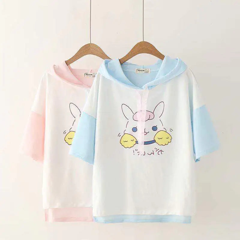 Stylish Hooded Half-Sleeve Top HejK.com Marketplace LLC