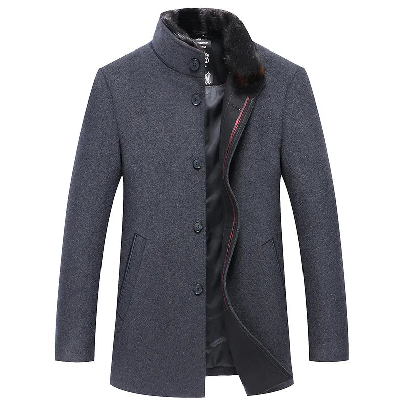 Stand Collar Woolen Coat WEM Support (www.WEM.support)