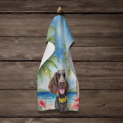 American Water Spaniel Luau Kitchen Towel WEM Support (www.WEM.support)