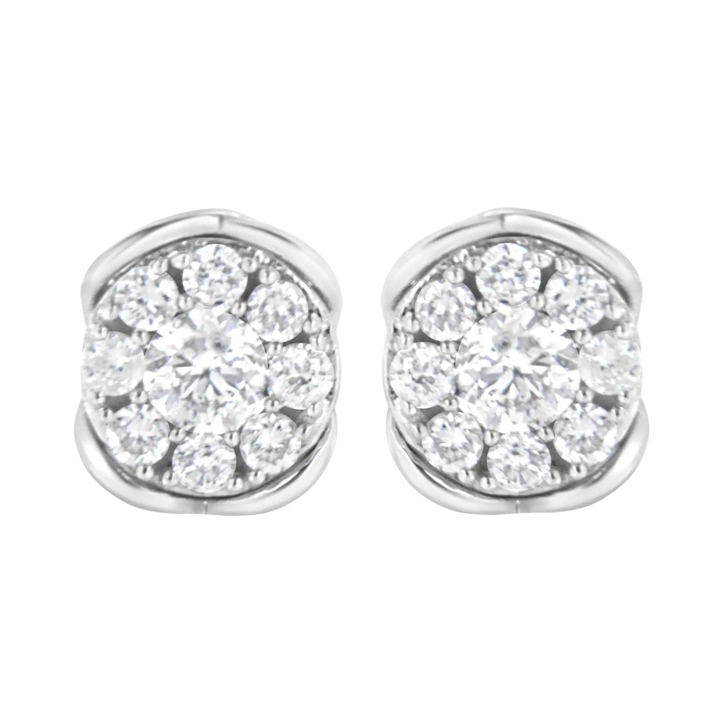 Brinco de Prata Esterlina .925 com 1/2 Quilate de Diamantes Sintéticos Compostos (Cor F-G, Clareza VS2-SI1) WEM Support (www.WEM.support)