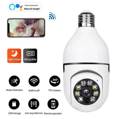 Smart 5G Surveillance Bulb: Full-Color Night Vision WEM Support (www.WEM.support)