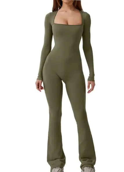 Square Collar Long Sleeve Jumpsuit WEM Support (www.WEM.support)