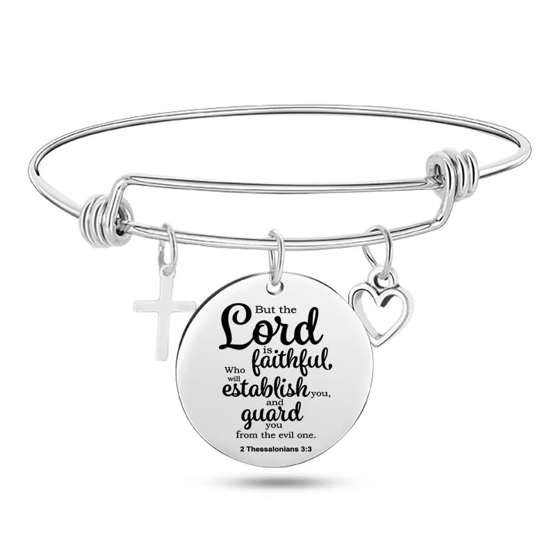 Stainless Steel Christian Charm Bracelet WEM Support (www.WEM.support)