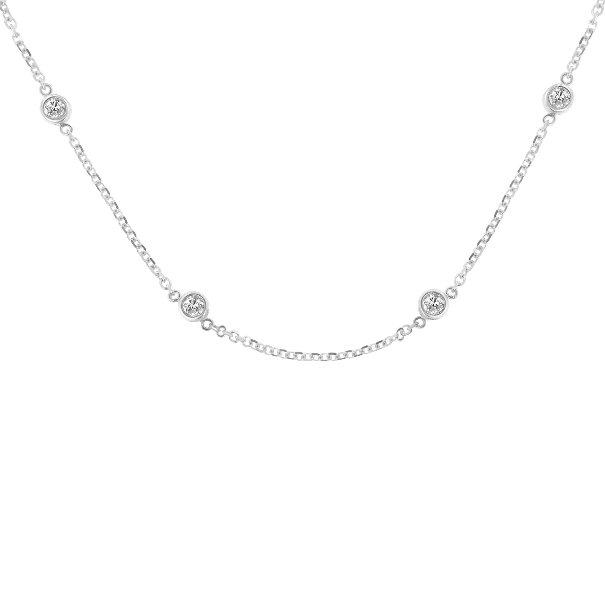 Sterling Silver Bezel-Set Diamond Station Necklace (1 cttw, J-K Color, I1-I2 Clarity) WEM Support (www.WEM.support)
