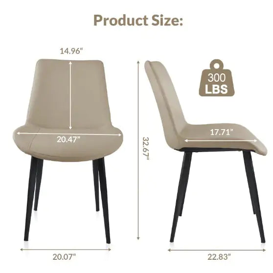 Tan PU Leather Dining Chair With Metal Legs, Modern Upholstered Chair Set Of 4 For Kitchen WEM Support (www.WEM.support)