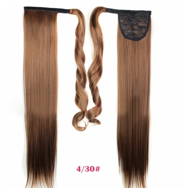 Synthetic Long Straight Wrap Around Hair Extension WEM Support (www.WEM.support)