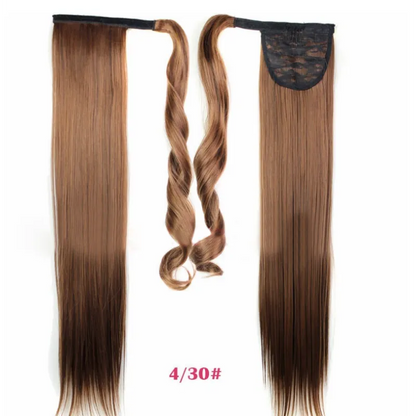 Synthetic Long Straight Wrap Around Hair Extension WEM Support (www.WEM.support)