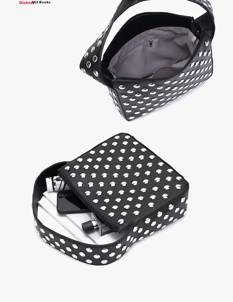 Rivet Black Metal Motorcycle Underarm Bag WEM Support (www.WEM.support)